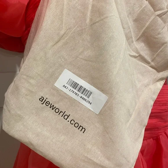 Aje Joan Dress Size 8 Pink Organza Rouched Puff Sleeve Mini - Picture 9 of 12